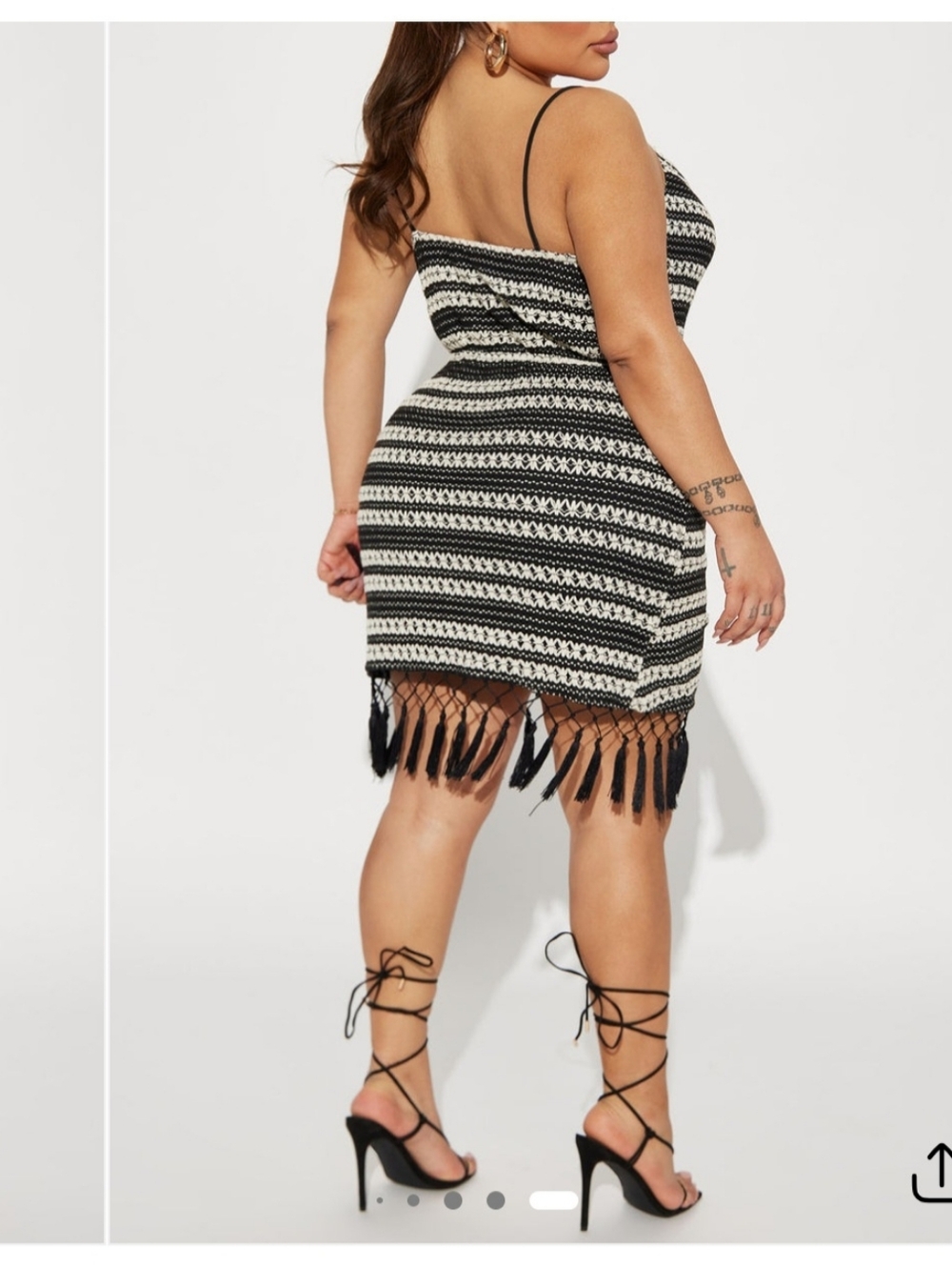 Crochet Mini Dress - Black & Cream